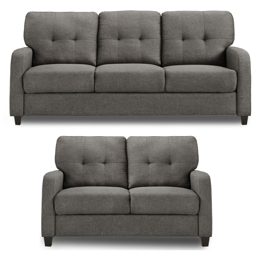 Adorn India Astor 3+2 5 Seater Sofa Set (Grey) (3 Year Warranty)