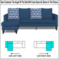 Adorn India Beetle L Shape 5 Seater Sofa Set Rhombus (Left Hand Side) (Blue)