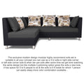 Adorn India Exclusive Two Tone Alica Modular Sofa Set (Wood & Fabric, Dark Grey & Black)