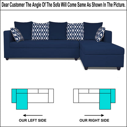 Adorn India Zink Straight line L Shape 6 Seater Sofa Rhombus Cushion(Blue)