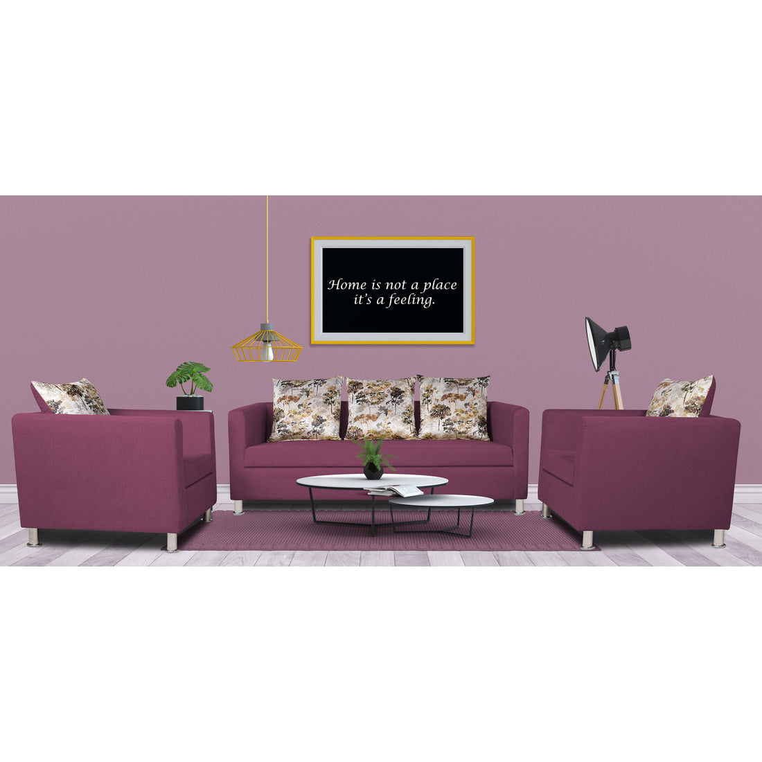 Adorn India Sal Alita 3-1-1 Compact 5 Seater Sofa Set (Light Purple)