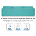 Adorn India Alexander L Shape 7 Seater Sofa Set with Ottoman Puffy RHS (Aqua Blue) (3 Year Warranty)
