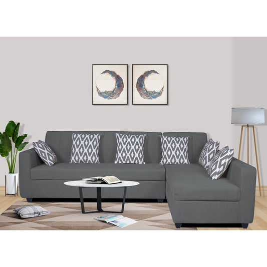 Adorn India Rio Highback L Shape 6 Seater coner Sofa Set (Grey)