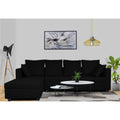 Zink Straight line L Shape 5 Seater Sofa Plain Cushion (Left Side Handle)(Black), Wood, Foam