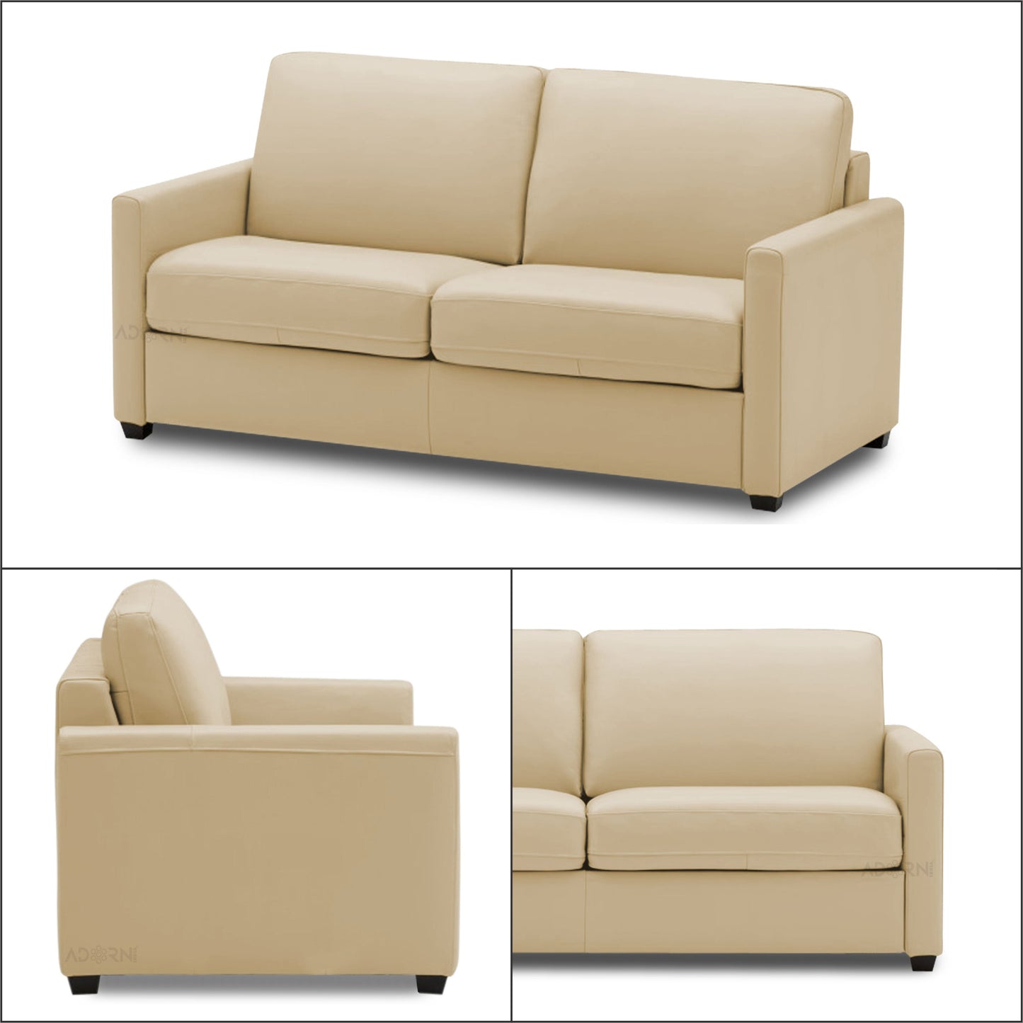 Adorn India Exclusive Flavio Leaterette 3+2 Sofa Set (Beige)