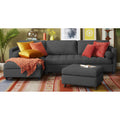 Adorn India Alexander L Shape 7 Seater Sofa Set with Ottoman Puffy LHS (Dark Grey) (3 Year Warranty)