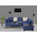 Adorn India Mclain L Shape 6 Seater Sofa (Blue)