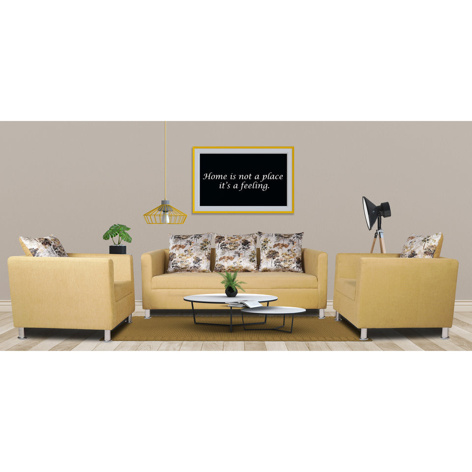 Alita 3-1-1 Compact 5 Seater Sofa Set (Beige), Wood, Foam