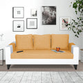 Adorn India Ashley Plain Leatherette Fabric 3 Seater Sofa (Beige & White) (3 Year Warranty)
