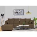 Zink Straight line L Shape 6 Seater Sofa Plain Cushion (Left Side Handle)(Camel)