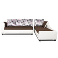 Adorn India Aliana L Shape Leatherette Fabric 6 Seater Sofa Set RHS (Brown & White) (3 Year Warranty)