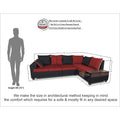 Adorn India Orlando Fabric L Shape Sofa (Black) ack and Maroon