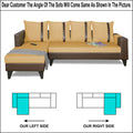 Adorn India Ashley L Shape 6 Seater Sofa Set Leatherette Fabric Stripes (Left Hand Side) (Brown & Beige) (3 Year Warranty)