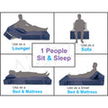 Adorn India Easy 2 Seater Sofa cumbed 3x6 (Blue & Grey) (1 Year Warranty)