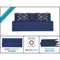 Adorn India Easy Three Seater Sofa Cum Bed Floral '5 x 6' (Blue), Foam