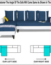 Adorn India Ashley Leatherette Fabric L Shape 6 Seater Sofa Set Stripes (Left Hand Side) (Blue & White)