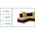 Adorn India Adillac 5 Seater Corner Sofa(Left Side Handle)(Brown & Beige), Wood, Foam