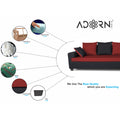 Adorn India Orlando Fabric L Shape Sofa (Black) ack and Maroon