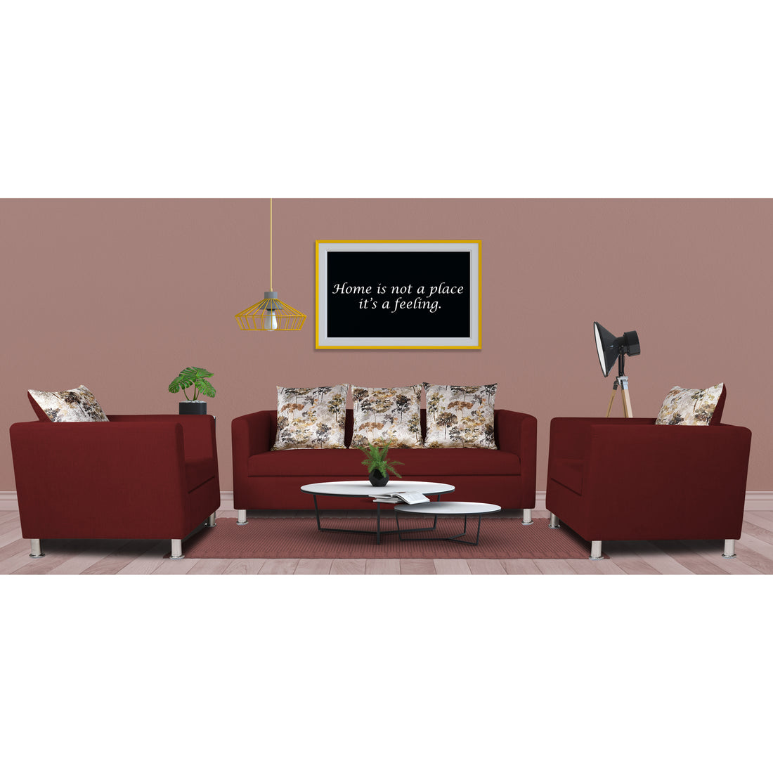 Adorn India Alita 3-1-1 Compact 5 Seater Sofa Set (Maroon)