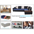 Adorn India Orlando Fabric L Shape Sofa (Black & Blue)
