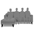 Adorn India Martin L Shape 4 Seater Sofa Set Plain (Left Hand Side) (Grey) (3 Year Warranty)