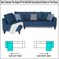 Adorn India Bryson L Shape 6 Seater Sofa Set Plain (Left Hand Side) (Blue) (3 Year Warranty)