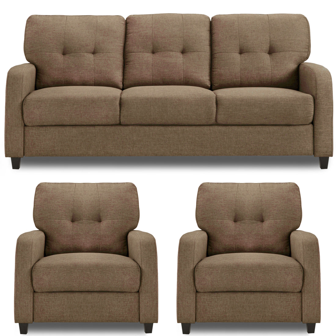 Adorn India Astor 3+1+1 5 Seater Sofa Set (Camel) (3 Year Warranty)