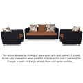 Adorn India Exclusive Two Tone Alita Compact 3-1-1 Sofa Set (Rust & Black), Wood, Foam