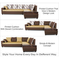 Adorn India Orlando Fabric L Shape Sofa (Brown and Beige)