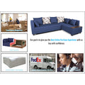 Adorn India Mclain L Shape 6 Seater Sofa (Blue)