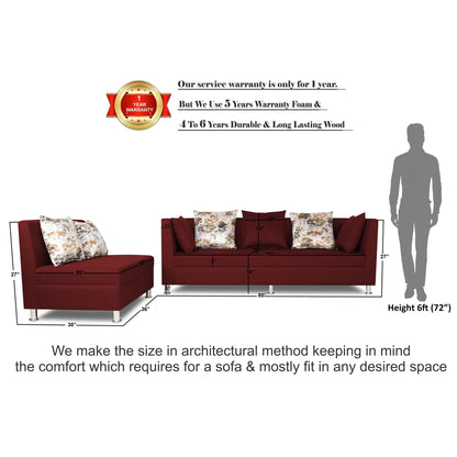 Adorn India Alica Modular Sofa Set(Maroon)