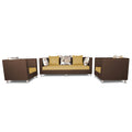 Adorn India Exclusive Two Tone Alica 3-1-1 Five Seater Sofa Set (Brown & Beige), Wood, Foam