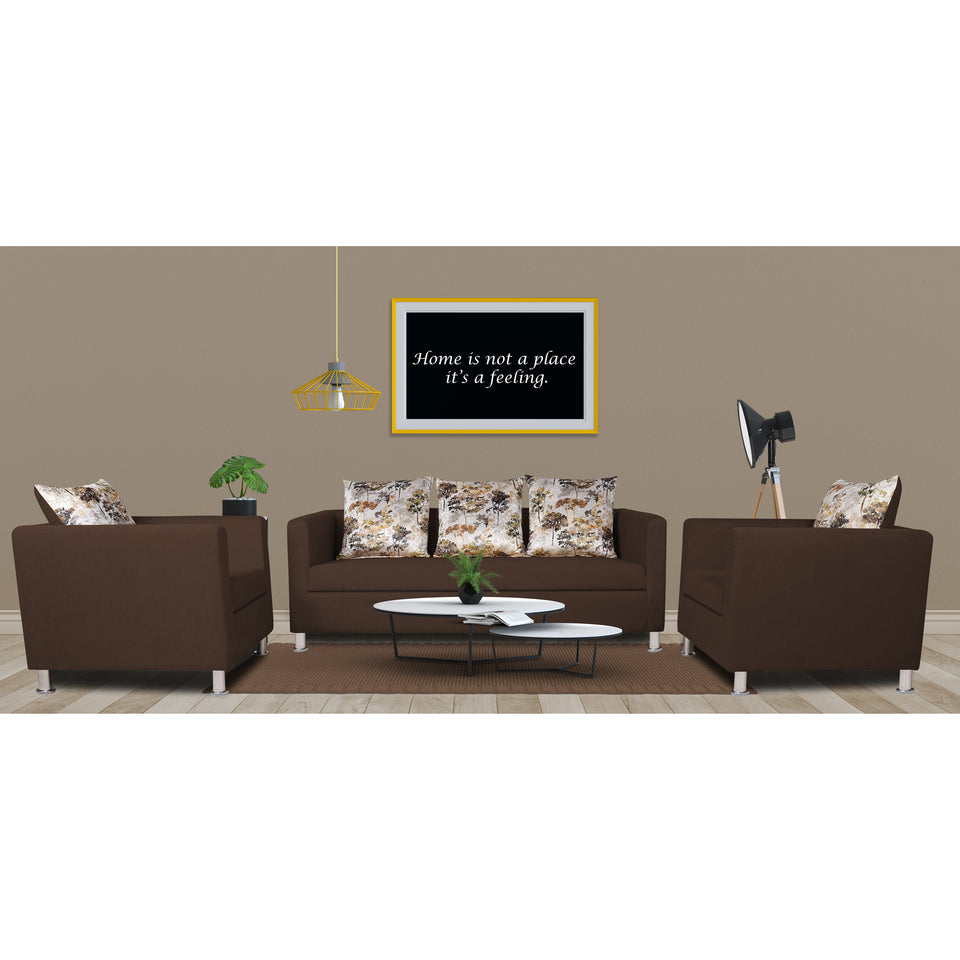 Alita 3-1-1 Compact 5 Seater Sofa Set (Brown), Wood, Foam