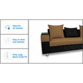 Adorn India Adillac 5 Seater Corner Sofa(Camel & Black), Wood, Foam