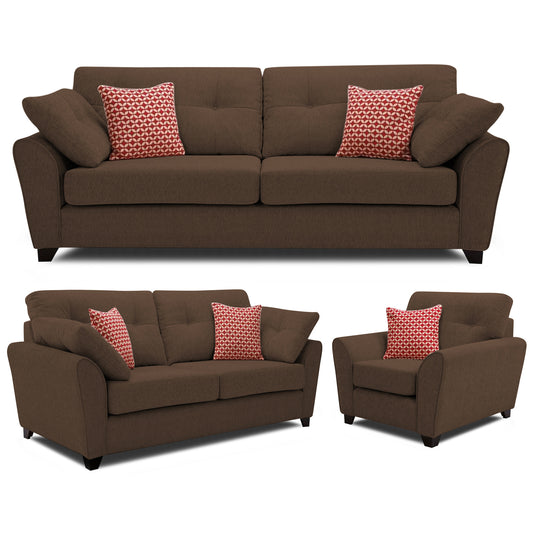 Adorn India Moris 6 Seater 3+2+1 Fabric Sofa Set (Brown)
