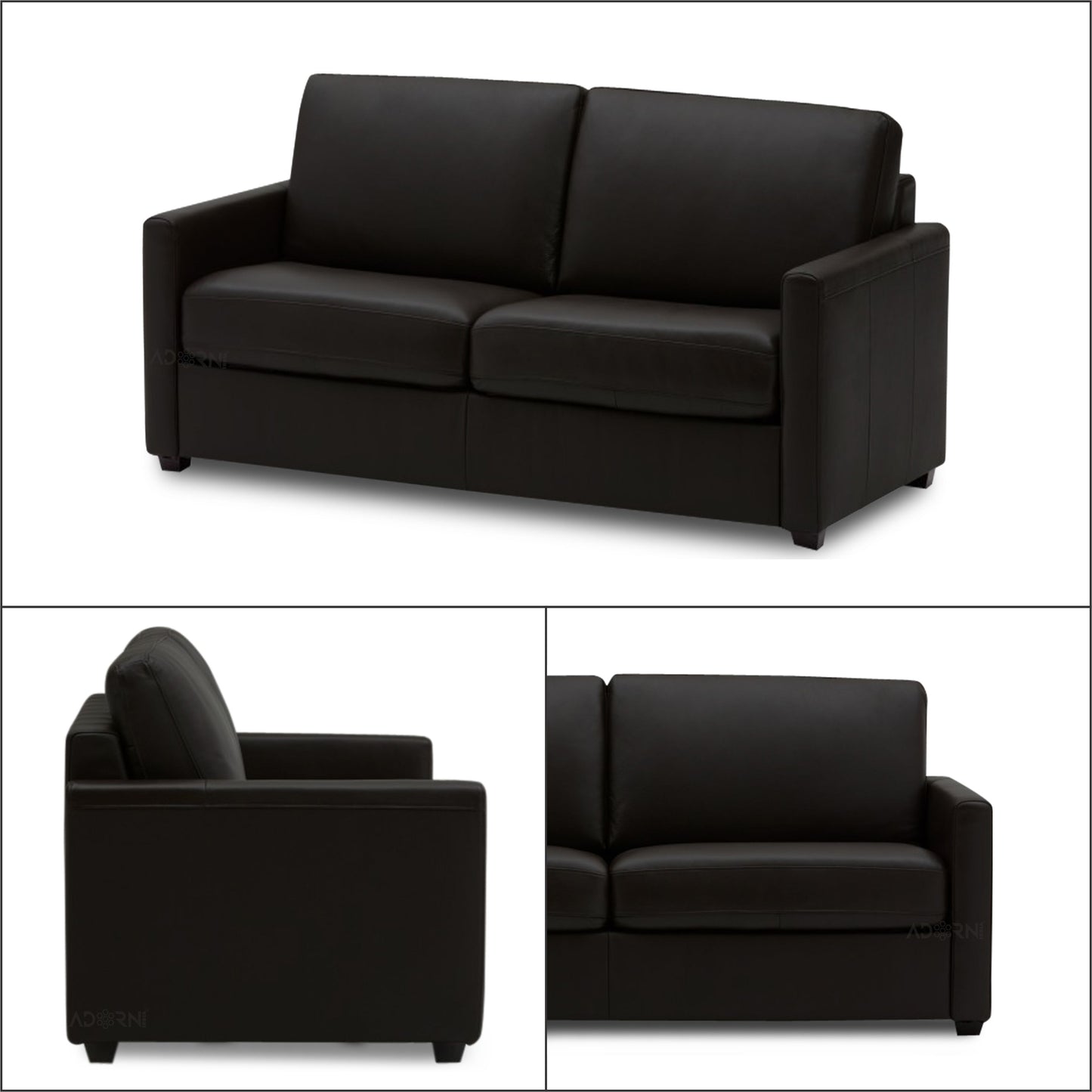 Adorn India Exclusive Flavio Leaterette 3+2 Sofa Set (Black)