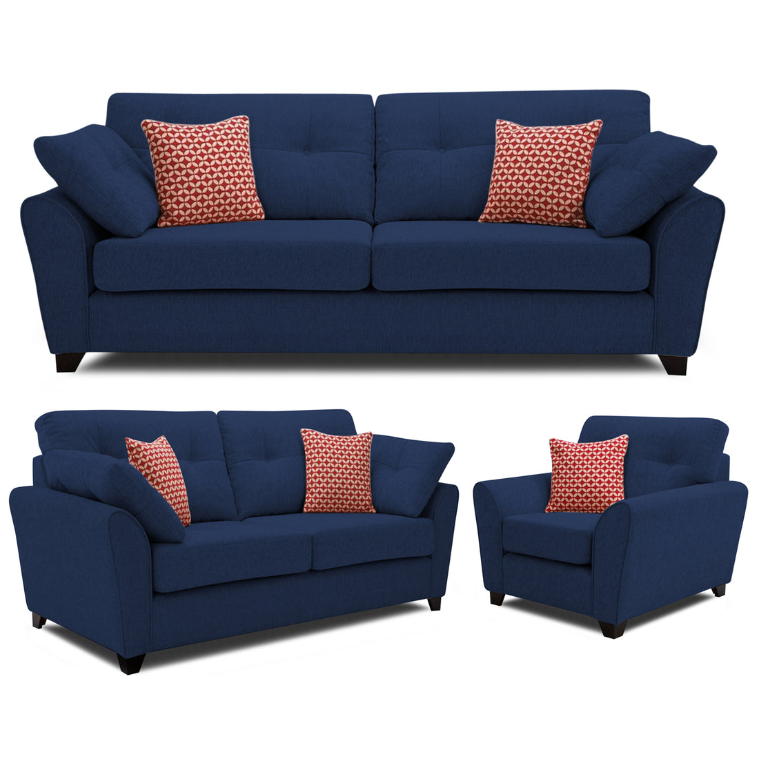 Adorn India Moris 3+2+1 6 Seater Sofa Set (Blue) (3 Year Warranty)