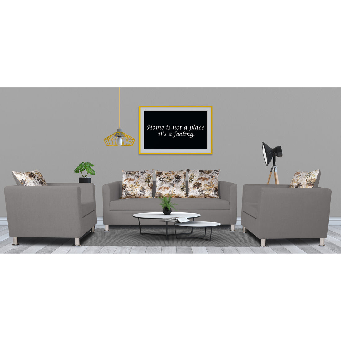 Adorn India Alita 3-1-1 Compact 5 Seater Sofa Set (Light Grey)