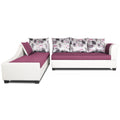 Adorn India Aliana L Shape Leatherette Fabric 6 Seater Sofa Set LHS (Light Purple & White)