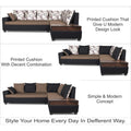 Adorn India Orlando Fabric L Shape Sofa (Black & Camel)