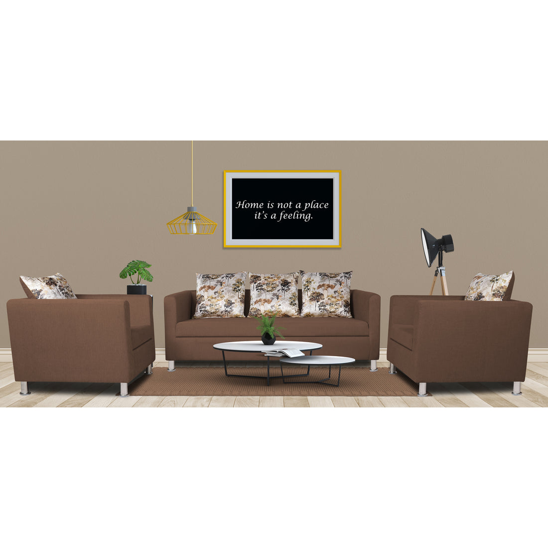 Adorn India Alita 3-1-1 Compact 5 Seater Sofa Set (Camel)