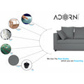 Zink Straight line L Shape 6 Seater Sofa with Plain Cushion (Grey)