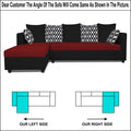Zink Straight line L Shape 5 Seater Sofa Rhombus Cushion (Left Side Handle)(Red & Black)