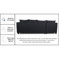 Adorn India Mclain L Shape 6 Seater Sofa (Left Side Handle)(Black)