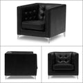 Adorn India Cosmos Leatherette 3-1-1 Sofa Set (Black)