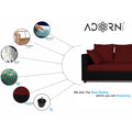 Zink Straight line L Shape 6 Seater Sofa Plain Cushion (Maroon & Black)