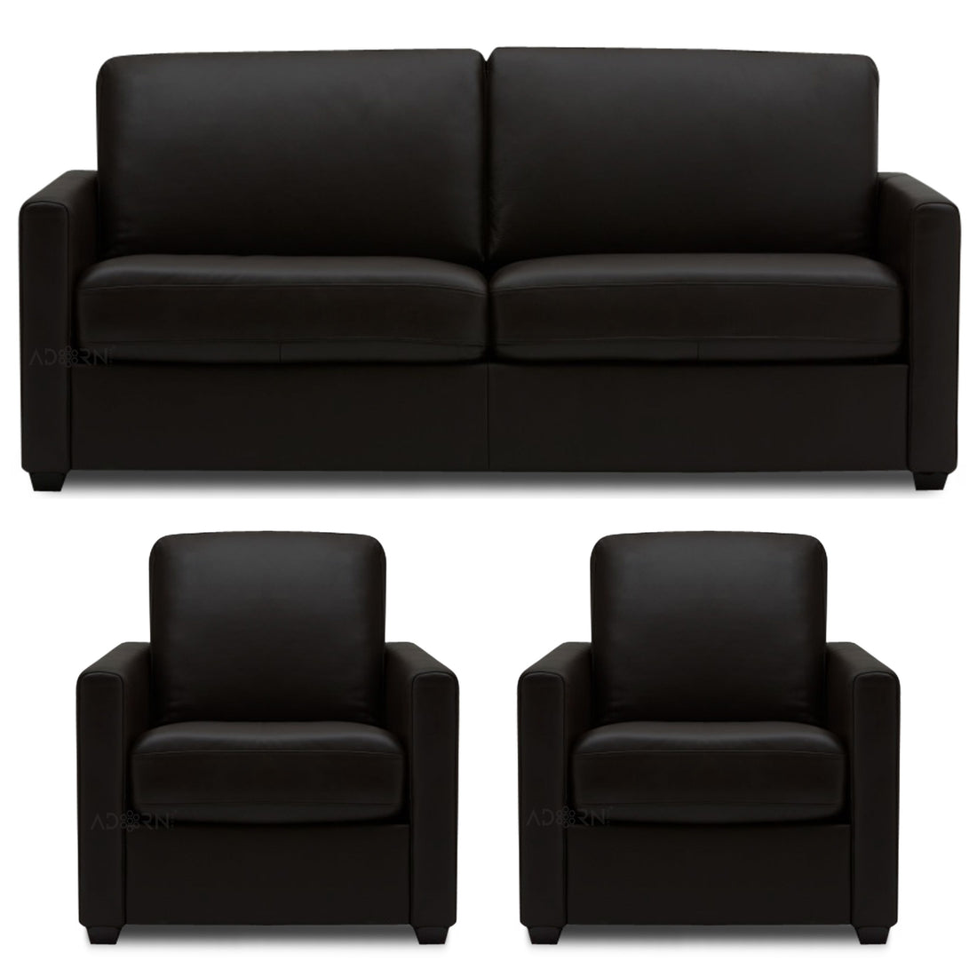 Adorn India Exclusive Flavio Leatherette 3-1-1 Sofa Set (Black)