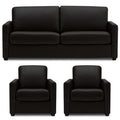 Adorn India Exclusive Flavio Leatherette 3-1-1 Sofa Set (Black)