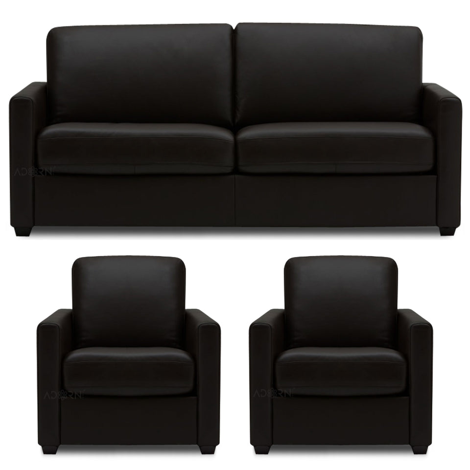 Exclusive Flavio Leatherette 3-1-1 Sofa Set (Black)