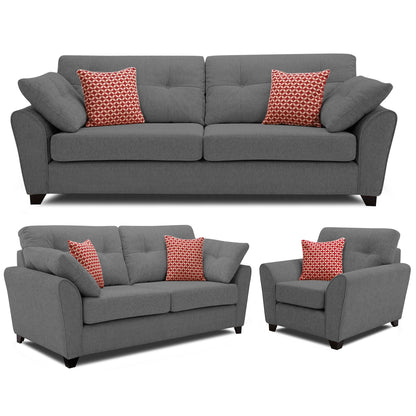 Adorn India Moris 6 Seater 3+2+1 Sofa Set (Grey)